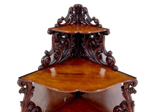 19TH CENTURY CARVED MAHOGANY VICTORIAN MIRRORED WHATNOT - ADDITIONAL PHOTO 1