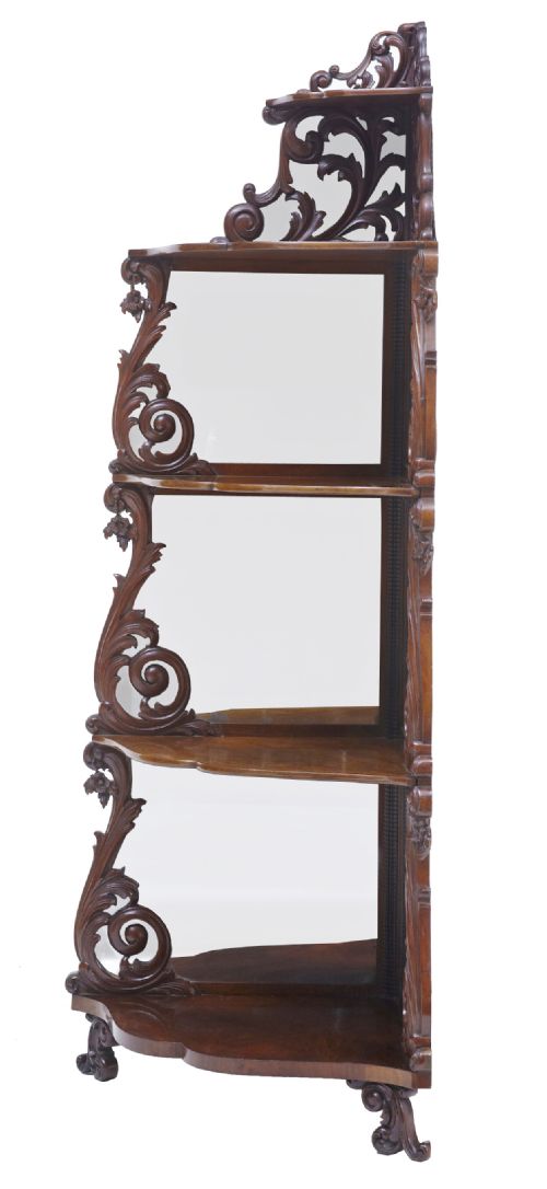 19TH CENTURY CARVED MAHOGANY VICTORIAN MIRRORED WHATNOT - ADDITIONAL PHOTO 4