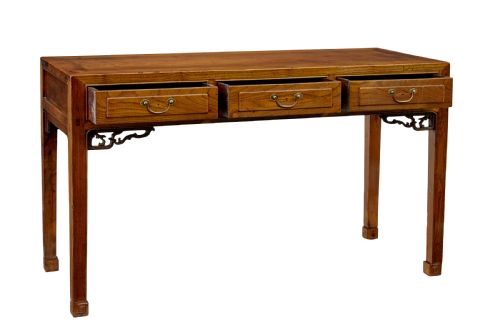 19TH CENTURY CARVED ELM CHINESE CONSOLE TABLE - ADDITIONAL PHOTO 1