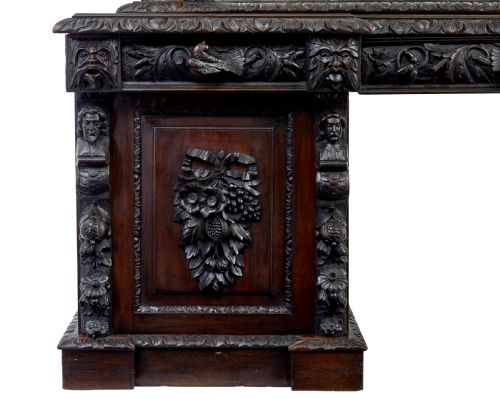 19TH CENTURY CARVED OAK MIRRORED SIDEBOARD OF GRAND PROPORTIONS - ADDITIONAL PHOTO 2