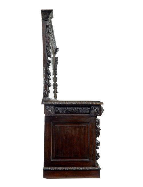 19TH CENTURY CARVED OAK MIRRORED SIDEBOARD OF GRAND PROPORTIONS - ADDITIONAL PHOTO 6