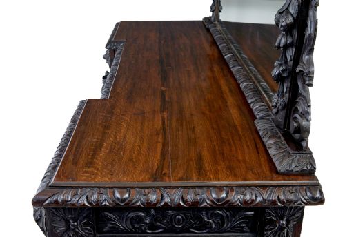 19TH CENTURY CARVED OAK MIRRORED SIDEBOARD OF GRAND PROPORTIONS - ADDITIONAL PHOTO 9