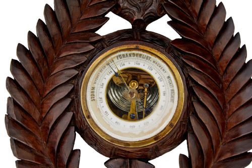 19TH CENTURY DANISH CARVED WALNUT BAROMETER - ADDITIONAL PHOTO 1