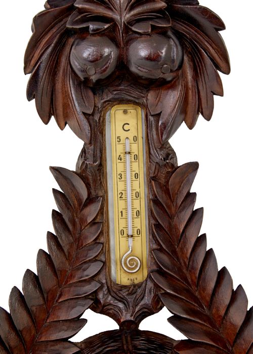 19TH CENTURY DANISH CARVED WALNUT BAROMETER - ADDITIONAL PHOTO 4