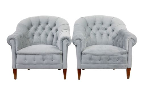 EARLY 20TH CENTURY BUTTONBACK 3 PIECE SUITE SOFA AND 2 CHAIRS - ADDITIONAL PHOTO 9