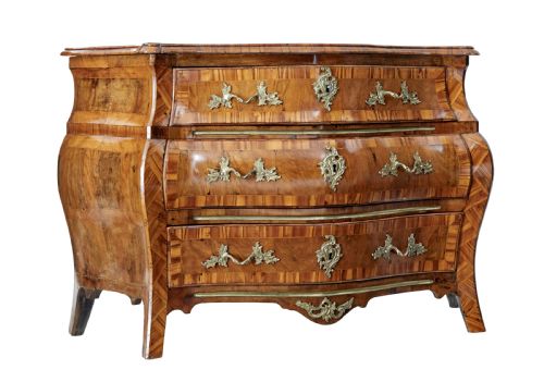 EARLY 19TH CENTURY INLAID WALNUT BOMBE COMMODE - ADDITIONAL PHOTO 1