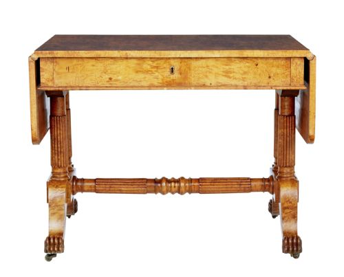 19TH CENTURY BURR BIRCH BIEDERMEIER SOFA TABLE - ADDITIONAL PHOTO 1