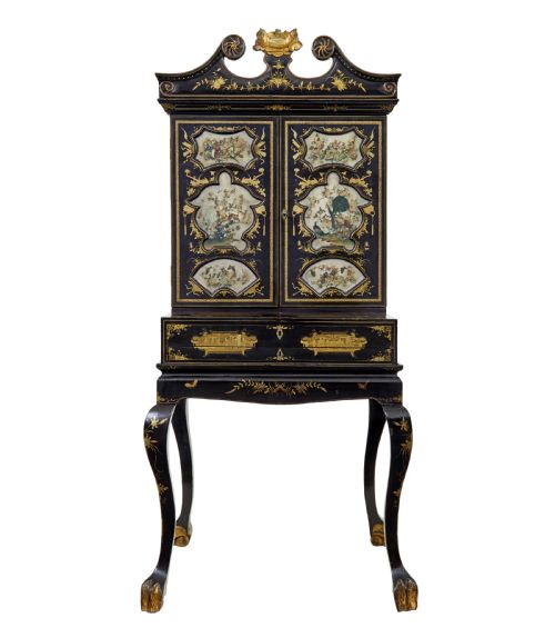 19TH CENTURY CHINESE CANTON BLACK LACQUERED DESK CABINET - ADDITIONAL PHOTO 1