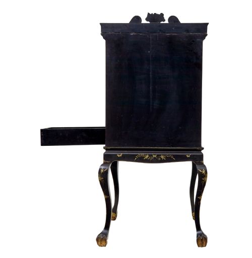19TH CENTURY CHINESE CANTON BLACK LACQUERED DESK CABINET - ADDITIONAL PHOTO 4