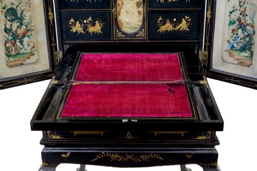 19TH CENTURY CHINESE CANTON BLACK LACQUERED DESK CABINET - ADDITIONAL PHOTO 8