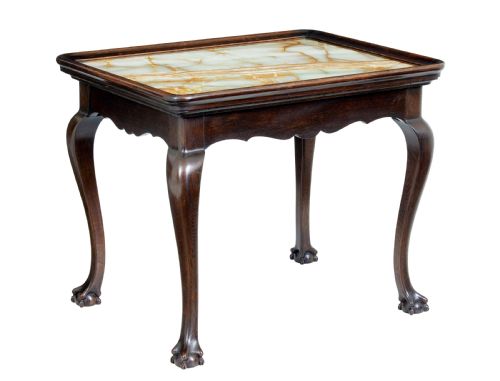 19th Century Oak Chippendale Influenced Onyx Top Table