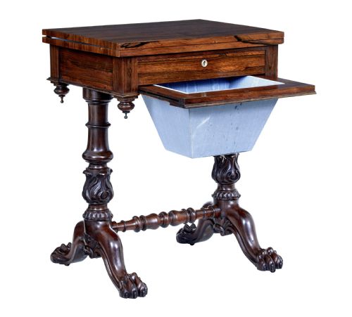 WILLIAM IV 19TH CENTURY PALISANDER FLIP TOP SIDE TABLE - ADDITIONAL PHOTO 2