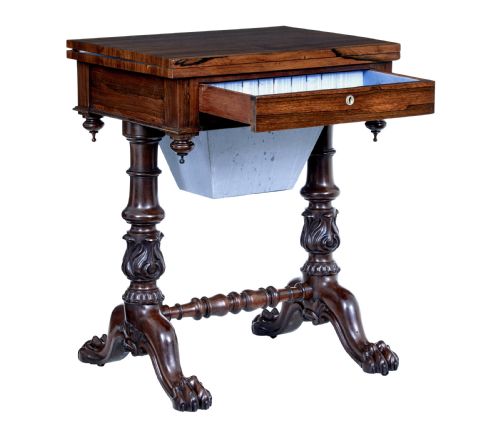 WILLIAM IV 19TH CENTURY PALISANDER FLIP TOP SIDE TABLE - ADDITIONAL PHOTO 3