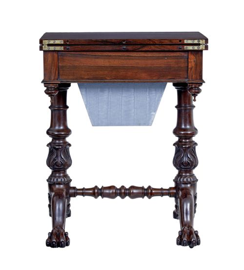 WILLIAM IV 19TH CENTURY PALISANDER FLIP TOP SIDE TABLE - ADDITIONAL PHOTO 6