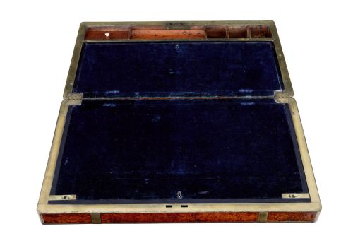 MID 19TH CENTURY BURR CAMPAIGN LAP WRITING DESK - ADDITIONAL PHOTO 2