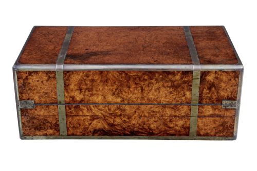 MID 19TH CENTURY BURR CAMPAIGN LAP WRITING DESK - ADDITIONAL PHOTO 5
