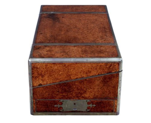 MID 19TH CENTURY BURR CAMPAIGN LAP WRITING DESK - ADDITIONAL PHOTO 6
