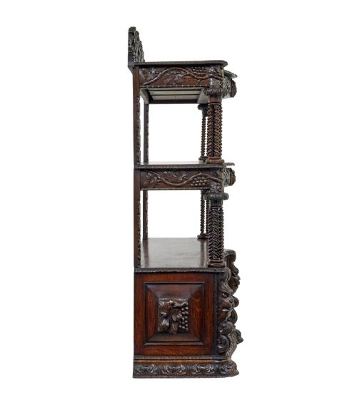 19TH CENTURY PROFUSELY CARVED VICTORIAN OAK BUFFET - ADDITIONAL PHOTO 5