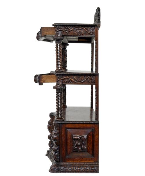 19TH CENTURY PROFUSELY CARVED VICTORIAN OAK BUFFET - ADDITIONAL PHOTO 7