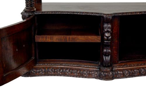 19TH CENTURY PROFUSELY CARVED VICTORIAN OAK BUFFET - ADDITIONAL PHOTO 8