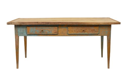 MID 19TH CENTURY ORIGINAL PAINT SWEDISH PINE BAKERS TABLE - ADDITIONAL PHOTO 1