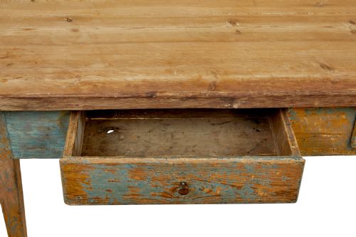 MID 19TH CENTURY ORIGINAL PAINT SWEDISH PINE BAKERS TABLE - ADDITIONAL PHOTO 8
