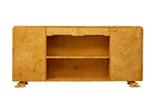 SCANDINAVIAN BURR ELM ART DECO LOW OPEN BOOKCASE - ADDITIONAL PHOTO 1
