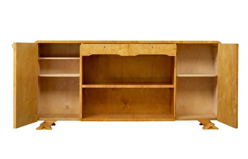 SCANDINAVIAN BURR ELM ART DECO LOW OPEN BOOKCASE - ADDITIONAL PHOTO 2