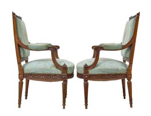 PAIR OF 19TH CENTURY FRENCH CARVED WALNUT ARMCHAIRS - ADDITIONAL PHOTO 2