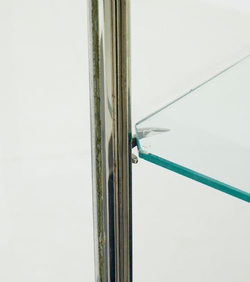 FREESTANDING ART DECO STEEL AND LEATHER GLAZED DISPLAY CABINET - ADDITIONAL PHOTO 7