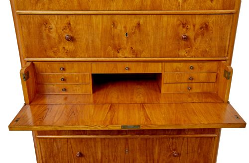 TALL 19TH CENTURY ELM SECRETAIRE CHEST OF DRAWERS - ADDITIONAL PHOTO 7