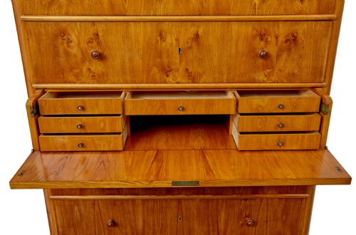 TALL 19TH CENTURY ELM SECRETAIRE CHEST OF DRAWERS - ADDITIONAL PHOTO 8