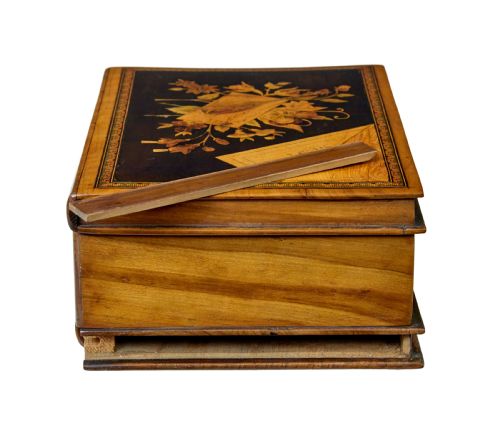 19TH CENTURY BOOK SHAPED INLAID OLIVE BOX - ADDITIONAL PHOTO 4