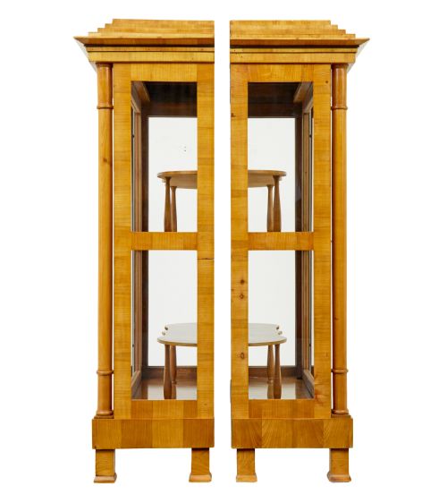 FINE PAIR OF BIEDERMEIER GLAZED ELM DISPLAY CABINETS - ADDITIONAL PHOTO 3