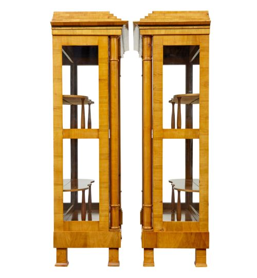 FINE PAIR OF BIEDERMEIER GLAZED ELM DISPLAY CABINETS - ADDITIONAL PHOTO 4