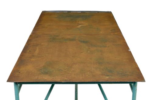 LARGE 1920S PAINTED INDUSTRIAL STEEL TABLE - ADDITIONAL PHOTO 5