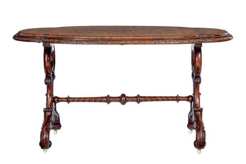 19TH CENTURY VICTORIAN CARVED BURR WALNUT SIDE TABLE - ADDITIONAL PHOTO 1