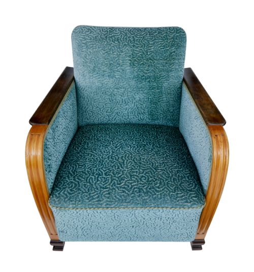 FINE PAIR OF SWEDISH ART DECO ELM AND BIRCH ARMCHAIRS - ADDITIONAL PHOTO 1