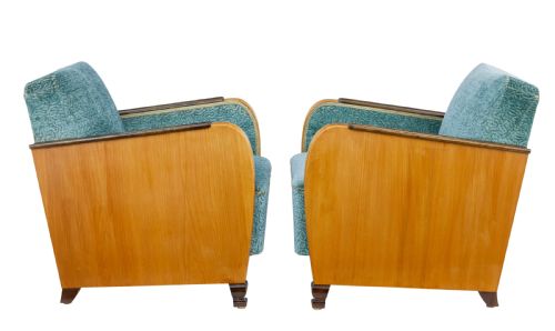 FINE PAIR OF SWEDISH ART DECO ELM AND BIRCH ARMCHAIRS - ADDITIONAL PHOTO 4
