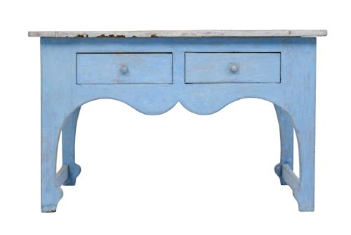 SHAPED MID 19TH CENTURY PAINTED SWEDISH PINE SIDE TABLE - ADDITIONAL PHOTO 1