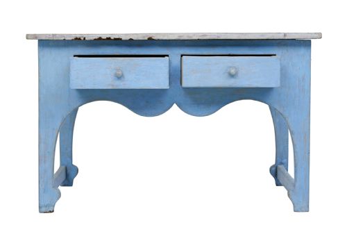SHAPED MID 19TH CENTURY PAINTED SWEDISH PINE SIDE TABLE - ADDITIONAL PHOTO 3