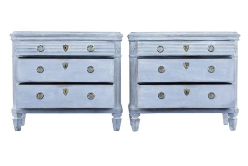 PAIR OF 19TH CENTURY PAINTED SWEDISH CHEST OF DRAWERS - ADDITIONAL PHOTO 1