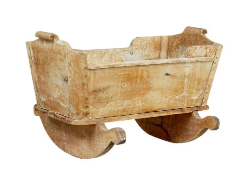 SWEDISH MID 19TH CENTURY CARVED PINE ROCKING CRADLE - ADDITIONAL PHOTO 1