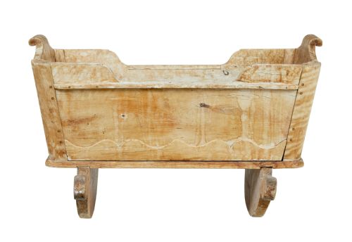 SWEDISH MID 19TH CENTURY CARVED PINE ROCKING CRADLE - ADDITIONAL PHOTO 3