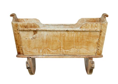 SWEDISH MID 19TH CENTURY CARVED PINE ROCKING CRADLE - ADDITIONAL PHOTO 5