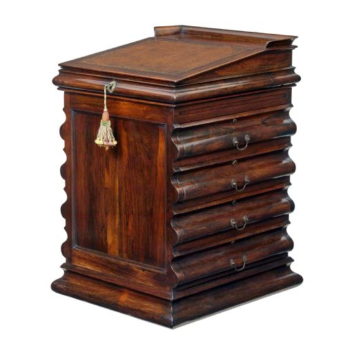 WILLIAM IV 19TH CENTURY SHAPED DAVENPORT DESK
