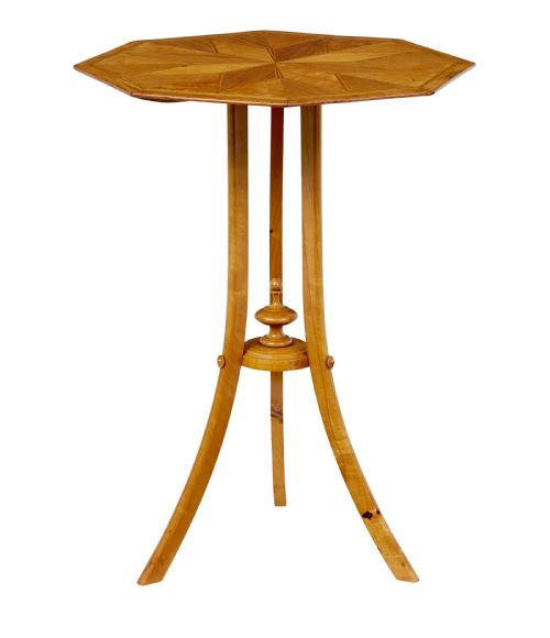 EARLY 20TH CENTURY INLAID BIRCH OCTAGONAL OCCASIONAL TABLE - ADDITIONAL PHOTO 1
