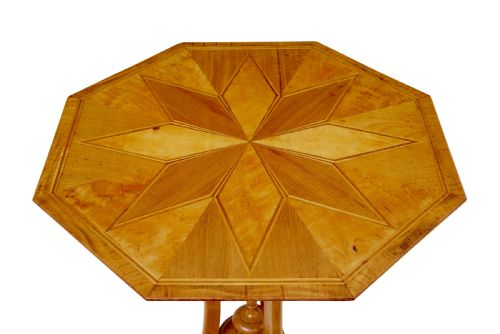 EARLY 20TH CENTURY INLAID BIRCH OCTAGONAL OCCASIONAL TABLE - ADDITIONAL PHOTO 3