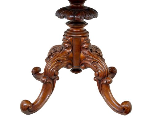 19TH CENTURY CARVED FLAME MAHOGANY OVAL CENTER TABLE - ADDITIONAL PHOTO 1