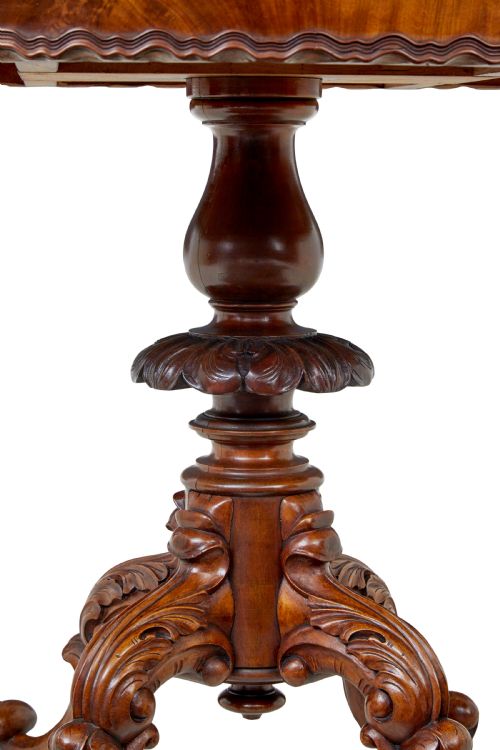 19TH CENTURY CARVED FLAME MAHOGANY OVAL CENTER TABLE - ADDITIONAL PHOTO 2